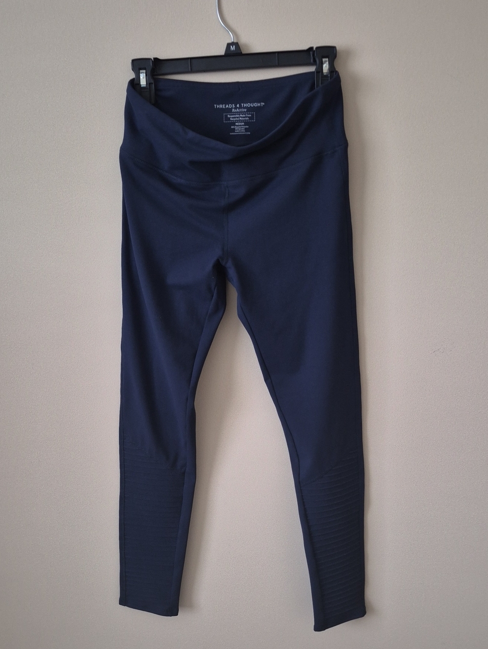 Threads 4 Thought Navy Ribbed Detail High-Rise Leggings